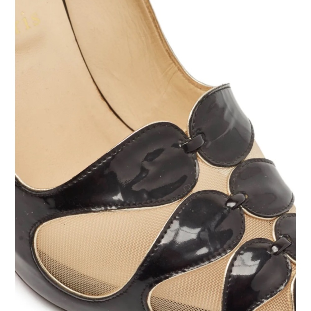 Christian Louboutin Black Patent Leather and Mesh Pumps - Picture 3 of 10
